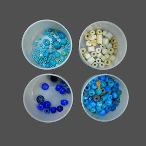 Destash Antique 1800&#39;s African Trade Beads - Padres in Venetian Blue, Cobalt Blue and White - and More