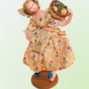 Vintage 1960&#39;s Souvenir Cloth Doll from Valencia Spain in Authentic  Fallera Dress and Peinetas in Hair - Joaquin Slivestre