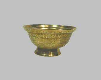 Vintage 1950's Brass Footed Bowl Made in China - Heavy Brass Bowl - Mid Century Modern