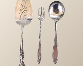 3 Piece Assortment of Vintage Silverplate Flatware - Wm Rogers Magnolia Inspiration - Oneida Community Plate Adam - 1847 Rogers Bros. Argosy