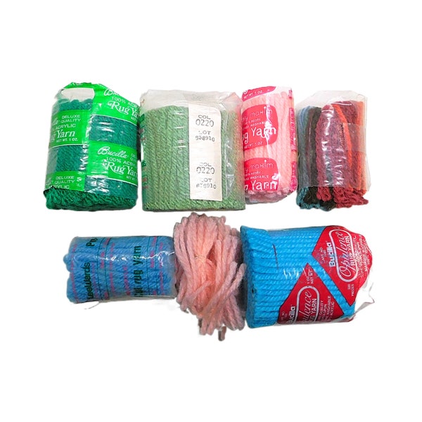 Lot of Vintage Pre Cut Rug Yarn for Latch Hook Rug Making -  100% Acrylic - Bucilla Mary Maxim Lee Wards
