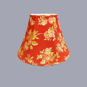 Vintage 1980&#39;s Burgundy Floral Lamp Shade Bell Shaped 10&quot; Tall x 13&quot; Wide with White Silk Lining - Stiffel Style Lamp Shade