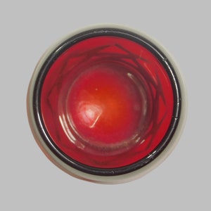 Vintage Viking Glass Ruby Red Georgian or Honeycomb Toothpick holder 2.25 in x 2 in image 3