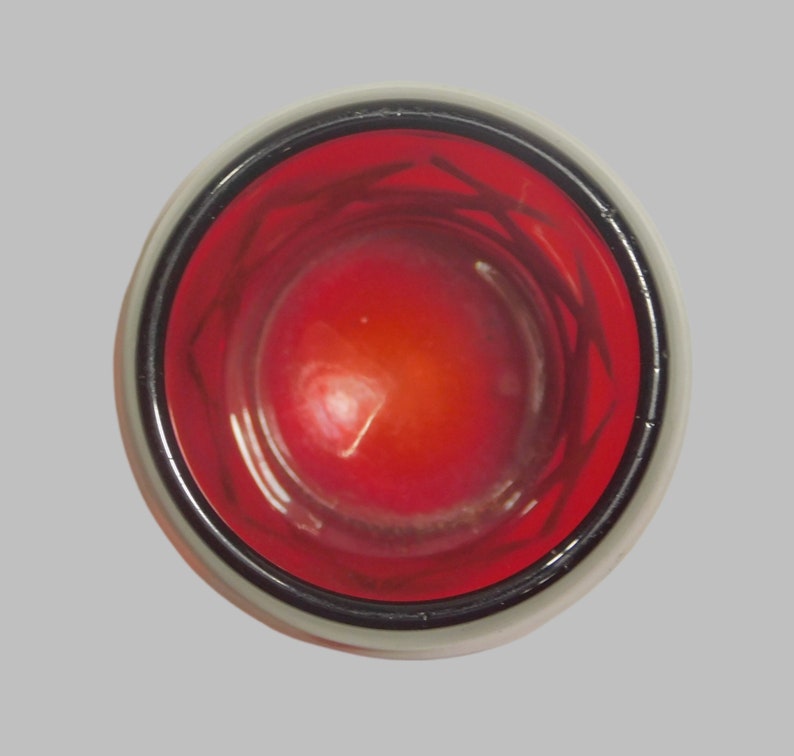 Vintage Viking Glass Ruby Red Georgian or Honeycomb Toothpick holder 2.25 in x 2 in image 3