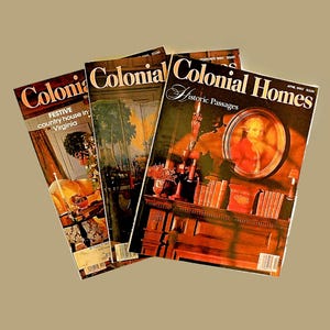 3 Vintage 1993 COLONIAL HOMES Magazines - Early Americana, Historic Houses, Virginia Plantation, Winterthur Delaware