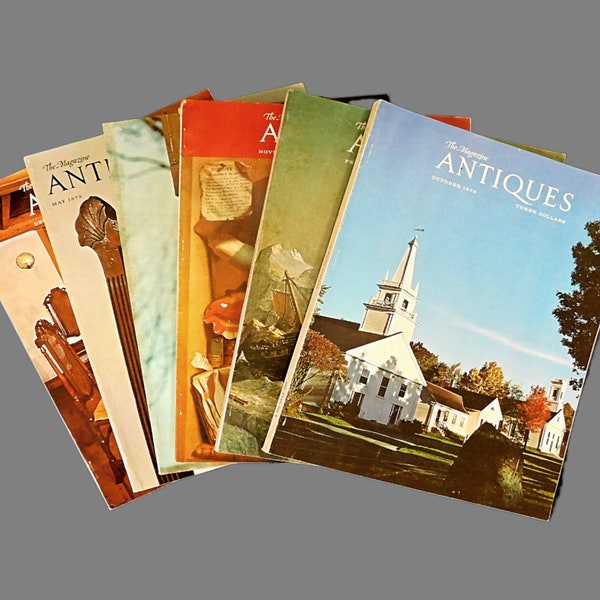 6 Vintage Back Issues The Magazine ANTIQUES from 1974 & 1975 - American Furniture, American Paintings, Dutch Delft, Steuben Glass