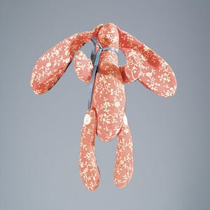 Vintage Handmade Stuffed Bunny Rabbit with Floppy Ears and Jointed Arms & Legs - 7 Inches Tall
