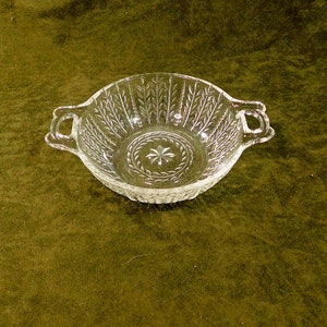 Vintage Pattern Glass Serving Bowl - Star and Wheat Pattern