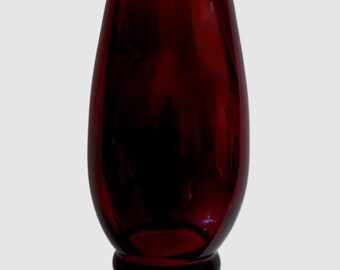 Vintage Ruby Red Glass Vase 9" Tall / Flashed on Red Color 1970's