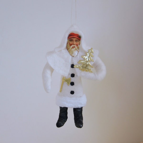 Spun Cotton Santa/ Christmas Ornament/ Antique Style