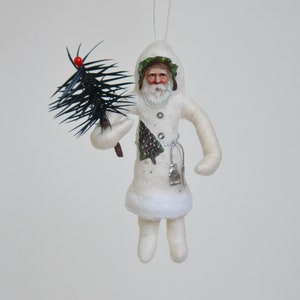 Spun Cotton Santa/ Christmas Ornament/ Antique Style