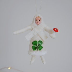 Spun Cotton Girl/ Christmas Ornament/ Antique Style