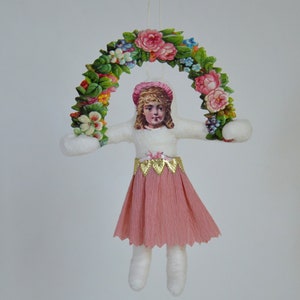 Spun Cotton Girl/ Christmas Ornament/ Vintage Style / Girl