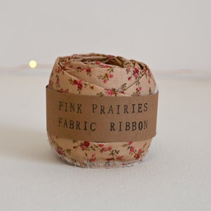 Fabric Ribbon/ Floral Cotton Fabric/ Hand Torn Fabric Ribbon