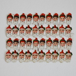 Antique Die-Cut Scrap/ Santa Heads/ Embossed Die Cut