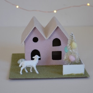Easter Putz House / Glittered easter House