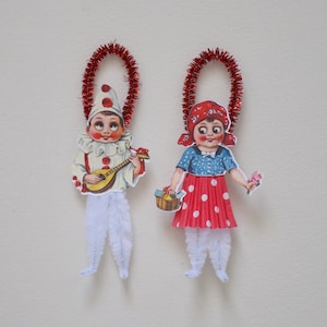 Valentine Ornaments / Vintage Style Chenille Ornaments / Set Of 2 Ornaments