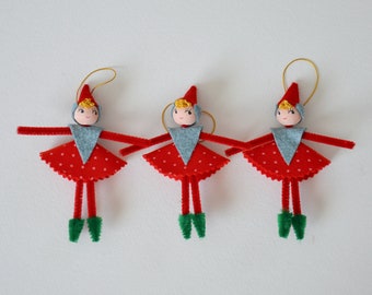 Vintage Style Elf / Christmas Pixi Elf / Spun Cotton Elf / Retro Style Elves/ Set Of 3