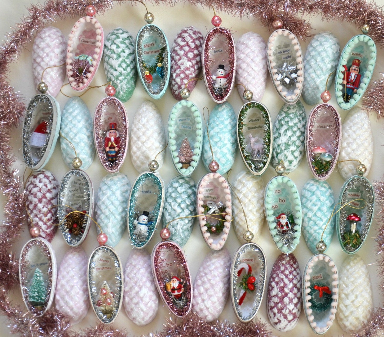 Diorama de Noël/Ornement Diorama en Pomme Pin