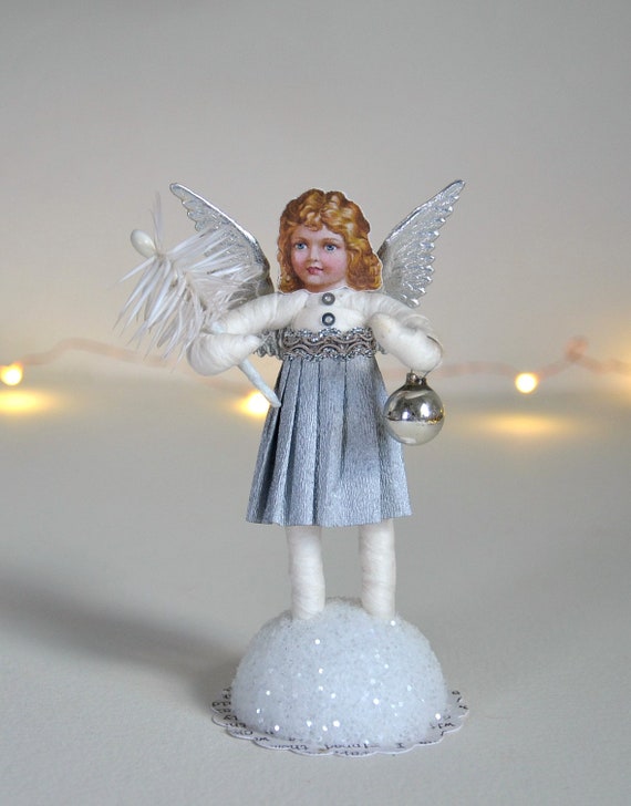 Vintage Christmas Ornament Spun Cotton Angel Germany Vintage Christmas Ornament Spun Cotton Angel Germany