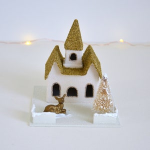 Vintage Style Putz House / Retro Style / Winter Village / Glitter House