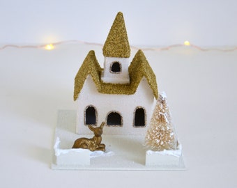 Vintage Style Putz House / Retro Style / Winter Village / Glitter House