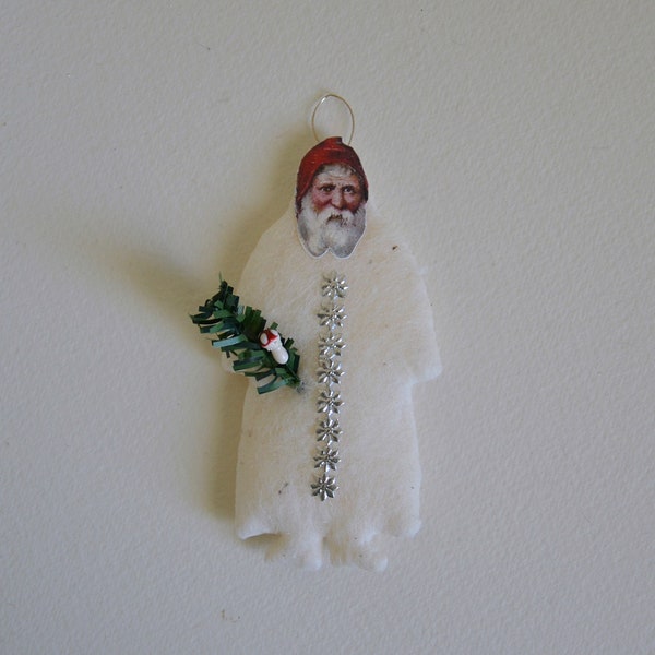 Spun Cotton Santa/ Flat Cotton Santa/ Antique Style Ornament