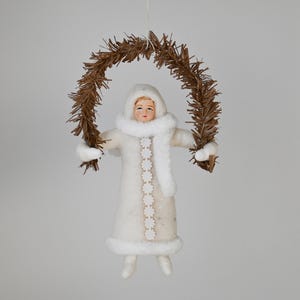 Spun Cotton Girl/ Christmas Ornament/ Antique Style