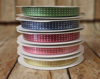 /"PRIMROSE PETALS/" Stampin/'Up RETIRED 3//8/" SATIN STITCHED Ribbon 10 Yards each