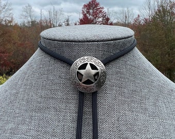 Texas Star Classic Southwest Bolo Tie Necklace Yall'ternative Americana Gunmetal Black