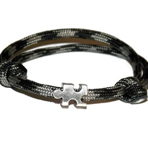 Autism Awareness Puzzle Piece Bead Adjustable Slider Bracelet Aspergers Aspie Family Gift Black Grey