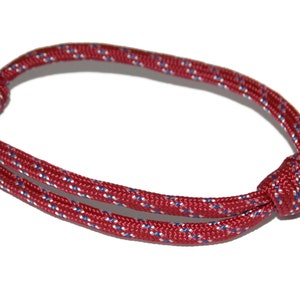 Minimalist Adjustable Slider Bracelet Simple Rope Nautical Classic Mens Unisex Style Red White Blue Paracord