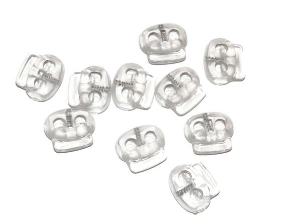 50 Pack Shoes Use with Clothing and Rope Paracord Clear Transparent White Plastic Cylinder Toggle Stopper Cord Locks