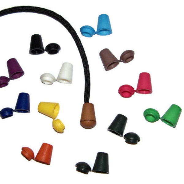Cord End Tips Bell Ends - Plastic End Caps with 4.5mm Diameter Hole Great for 550 Paracord, Elastic, Leather, Cord, Rope  Projects