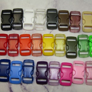 Plastic Buckles 3/8&quot; Webbing Slot for Paracord Bracelet Standard Small Buckle for 550 Cord Solid Colors Pink Green Blue Red