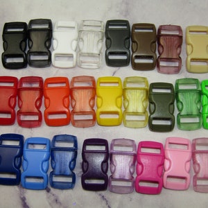 Plastic Buckles 3/8" Webbing Slot for Paracord Bracelet Standard Small Buckle for 550 Cord Solid Colors Pink Green Blue Red