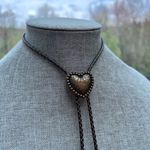 Bronze Heart Bolo Tie Necklace Yall'ternative Boho Jewelry Unique Handmade