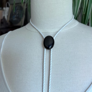 Black Stone Bolo Tie One of a Kind OOAK Stone Unisex Western Wear Southwest Americana Inspired Necklace Jewelry