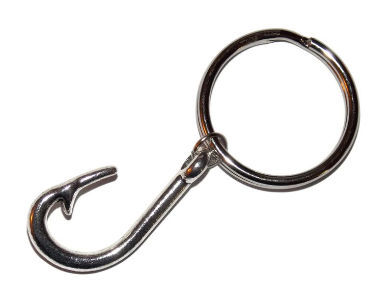 Fish Hook Keychain With Silver Finish Hook Fathers Day Etsy