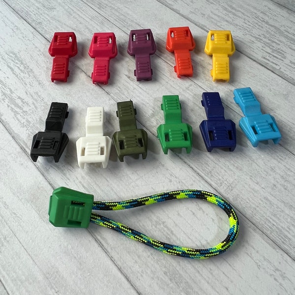 Cord End Pulls for Paracord - Parachute Cord Accessories 12 Colors - Paracord Add On - Zipper Pull - Plastic End - Paracord Tip