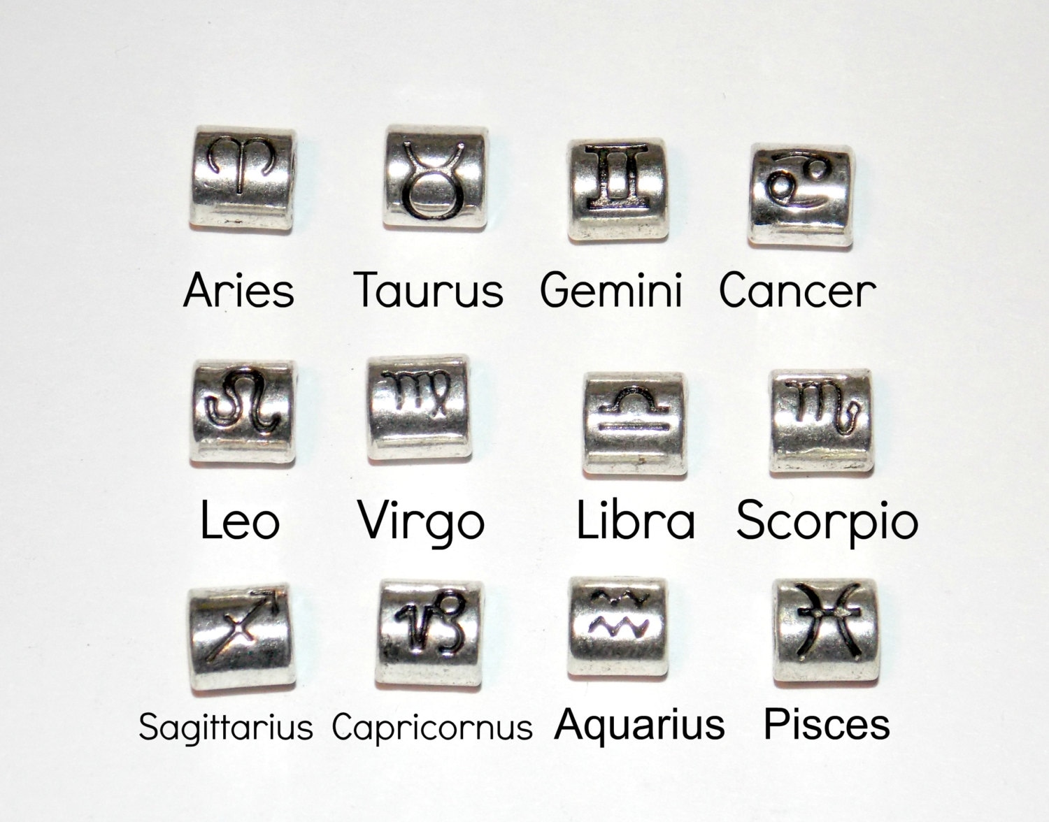 Zodiac Symbol Paracord Beads 4.5mm Large Hole Aries Taurus Gemini Can…