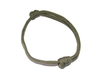 Pulsera minimalista ajustable con diseño de cuerda simple, estilo náutico clásico para hombre, unisex, color musgo, oliva, gris y verde.