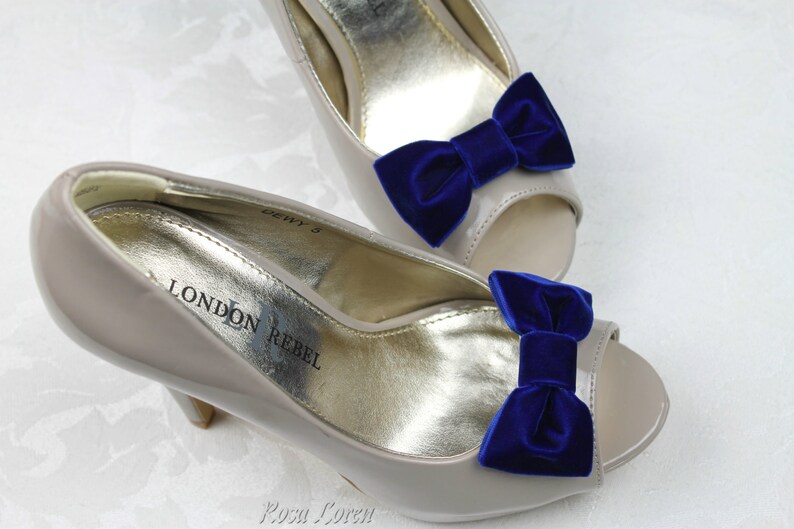 Cobalt Blue Velvet Shoe Clip Royal Blue Velvet Bow Shoe - Etsy