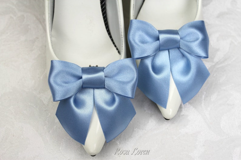 Blue Bow Shoe Clips Something Blue Shoe Clip Cornflower Blue Etsy
