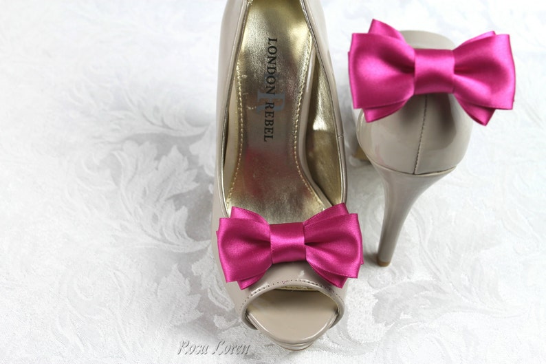 Fuchsia Shoe Clip Fuchsia Bow Shoe Clips Fuchsia Wedding Etsy