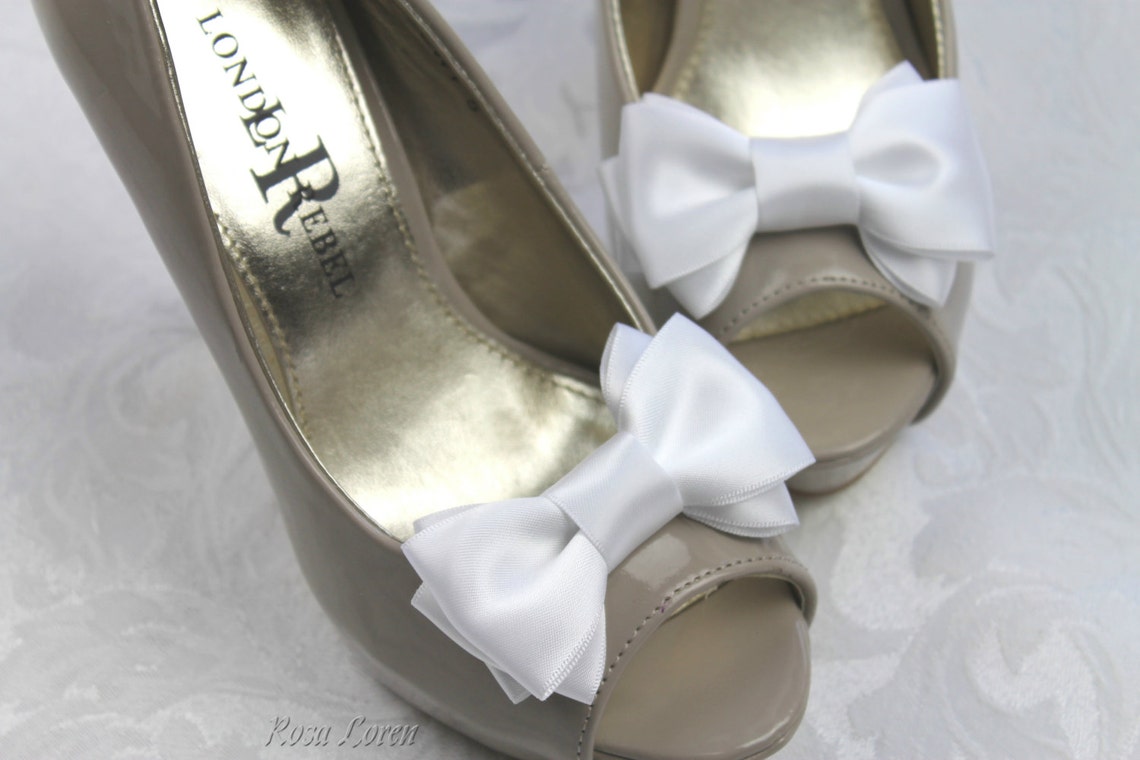 White Shoe Clips White Bow Shoe Clip White Wedding Etsy