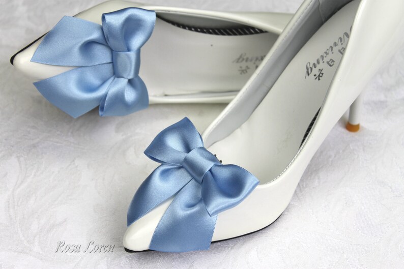 Blue Bow Shoe Clips Something Blue Shoe Clip Cornflower Blue Etsy
