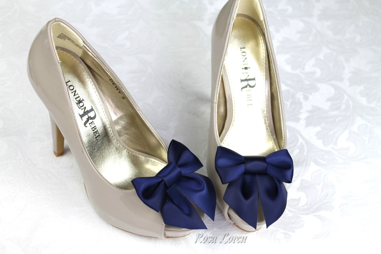 Navy Shoe Clips Navy Blue Bow Shoes Clip Dark Blue Wedding Etsy