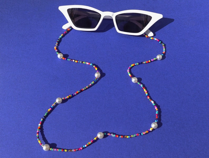 Glasses Chain Rainbow Pearl Seed Beads Cute Colorful Eye Etsy