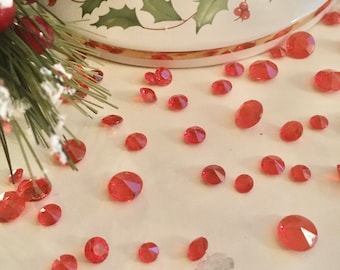 Red Acrylic Diamond Confetti, Christmas Table Scatters